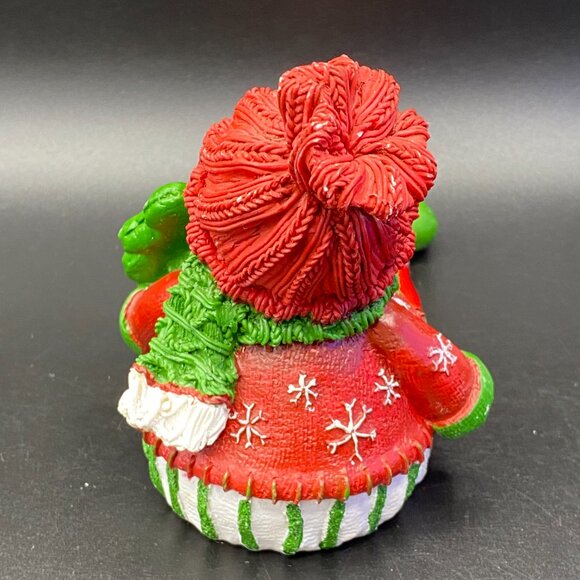 Christmas Snowman Figurine Shelf Sitter Red Sweater & Hat Green Scarf - Picture 8 of 11